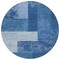 Homeroots 8' Navy Blue And Sky Blue Round Geometric Washable Indoor Outdoor Area Rug 612450 - alternate 6