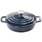Megachef 2 Quart Round Enameled Cast Iron Braiser Pan in Dark Blue MG-BRS22DB - alternate 6