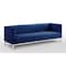 Homeroots 85" Navy Blue Velvet Sofa With Silver Legs 543973 - alternate 5