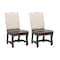 Homeroots Set of Two Cream and Dark Brown Wood Leather And Linen Dining Side Chairs 588329 - alternate 8