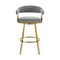Homeroots 26" Gray and Gold Fabric and Stainless Steel Low Back Counter Height Swivel Bar Chair 569148 - alternate 7