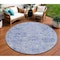 Homeroots 8' Sky Blue Ivory And Gray Round Damask Washable Indoor Outdoor Area Rug 603787 - alternate 1