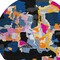 Homeroots 8' Black Blue And Pink Round Abstract Washable Indoor Outdoor Area Rug 599540 - alternate 5
