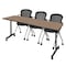 Regency Kobe Mobile T-Base Training Table W/ 2 Stack Chairs, 84 in W, 24 in L, Noble Oak MKTRCC8424NO23BK - alternate 1