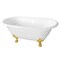 Kingston Brass 60" Cast Iron Oval Double Ended Clawfoot Tub, No Faucet Drillings, White/Brushed Brass VCTND603119NC7 - alternate 1
