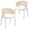 Leisuremod Ervilla Dining Chair with White Powder Coated Steel Legs and Wicker Back, White, 2PK ECW-20W2 - alternate 1