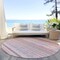 Homeroots 8' Pink Blush And Burgundy Round Striped Washable Indoor Outdoor Area Rug 614823 - alternate 7