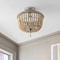 Jonathan Y Allie 14" 3-Light Bohemian Farmhouse Wood Bead/Iron LED Semi Flush Mount, Antique Silver/Light Taupe JYL9020B - alternate 9