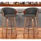 Homeroots Set of Two 26" Black and Brown Faux Leather and Solid Wood Low Back Counter Height Bar Chairs, 2PK 555082 - alternate 4
