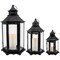Homeroots Set of Three Clear And Black Glass And Metal Floor Lantern Candle Holders, 3PK 719767 - alternate 1