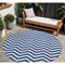 Homeroots 8' Navy Blue And Ivory Round Chevron Washable Indoor Outdoor Area Rug 595327 - alternate 1