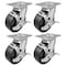 Hyw Products Heavy Duty Caster Set 5in Plastic Wheels, 4 Swivel with Brake, 4PK 40-50S-A1-HP-TB-4 - alternate 1