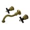 Kingston Brass Double-Handle Wall Mount Bathroom Faucet, Antique Brass KS3123PKX - alternate 1