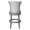 Homeroots 30" Gray Solid Wood and Linen Bar Height Swivel Bar Chair 534314 - alternate 7