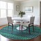 Homeroots 8' Teal Blue And Navy Blue Round Quatrefoil Washable Indoor Outdoor Area Rug 583254 - alternate 8