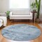 Homeroots 8' Denim Blue And Silver Round Abstract Washable Indoor Outdoor Area Rug 602697 - alternate 6