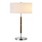 Homeroots 25" Silver and Oak Two Light Table Lamp With White Drum Shade 523606 - alternate 7