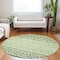 Homeroots 8' Green Sage And Ivory Round Geometric Washable Indoor Outdoor Area Rug 613845 - alternate 5