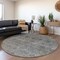 Homeroots 8' Gray And Charcoal Round Floral Washable Indoor Outdoor Area Rug 605725 - alternate 3