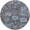 Homeroots 8' Chocolate And Aqua Round Damask Washable Indoor Outdoor Area Rug 603733 - alternate 8