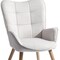 Homeroots 23" Beige and Natural Tufted Chenille and Solid Wood Wingback Chair 719435 - alternate 3