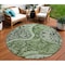 Homeroots 8' Olive Green Charcoal And Gray Round Floral Medallion Washable Indoor Outdoor Area Rug 603187 - alternate 1