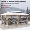 Sunjoy 12x20 ft. Wood Gazebo, Outdoor Patio Steel Hardtop Gazebo, Cedar Framed Wooden Gazebo, Dark Brown A1020326R1 - alternate 4