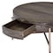 Homeroots 32" Dark Brown and Champagne Wood And Metal Round Sled Coffee Table With Drawer 490516 - alternate 4