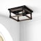 Jonathan Y Cheshire 13" 2-Light Iron Rustic Farmhouse LED Flush Mount, Brown/Black JYL7480A - alternate 5