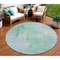 Homeroots 8' Sky Blue And Blue Round Abstract Washable Indoor Outdoor Area Rug 609222 - alternate 1