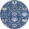 Homeroots 8' Navy Blue Charcoal And Ivory Round Damask Washable Indoor Outdoor Area Rug 599438 - alternate 5