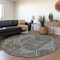 Homeroots 8' Black And Ivory Round Abstract Washable Indoor Outdoor Area Rug 594907 - alternate 3