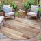 Homeroots 8' Brown And Ivory Round Striped Washable Indoor Outdoor Area Rug 630977 - alternate 3