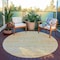 Homeroots 8' Sage Round Striped Washable Indoor Outdoor Area Rug 607976 - alternate 5