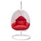 Leisuremod White Wicker Hanging Egg Swing Chair with Red Cushions ESCW-40R - alternate 7