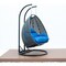 Leisuremod Charcoal Wicker Hanging 2 person Egg Swing Chair with Blue Cushions ESCCH-57BU - alternate 5