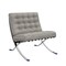 Homeroots 30" Gray and Silver Tufted Faux Leather and Stainless Steel Folding Lounge Chair 684449 - alternate 6
