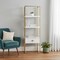 Homeroots 71" White Stainless Steel and Wood Three Tier Etagere Bookcase with A Drawer 544737 - alternate 6