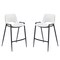 Homeroots Set of Two 26" White and Black Faux Leather and Steel Low Back Counter Height Bar Chairs 555674 - alternate 5