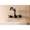 Kingston Brass Double-Handle Wall Mount Bathroom Faucet, Matte Black KS1250PKX - alternate 4