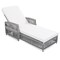 Homeroots 78" Beige Metal Outdoor Chaise Lounge with Beige Cushion 625683 - alternate 1