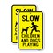 Signmission Slow Children And Dogs Playing, 18'' X 24'' 2 Signs, Heavy Gauge Aluminum, 2PK A-1824-2PACK-24736 - alternate 1