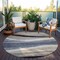 Homeroots 8' Blue Brown And Beige Round Abstract Washable Indoor Outdoor Area Rug 603679 - alternate 5