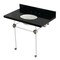Kingston Brass 36" Black Granite Console Sink with Acrylic Legs, 8-Inch, 3-Hole, Black Granite/Brushed Nickel KVPK3630KA8 - alternate 1