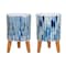 Homeroots Set of Two Blue Terra Cotta And White Ceramic 2 Ounce Round Raised Pot Planters, 2PK 517980 - alternate 7