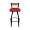 Holland Bar Stool Co Revelle 25in Swivel Counter Stool with Black Wrinkle Finish, Medium Back and Canter Red Seat 881 - alternate 5