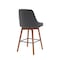 Homeroots 26" Gray and Wood Brown Faux Leather with Solid Wood Swivel Counter Height Bar Chair 534481 - alternate 4
