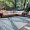 World Rug Gallery Contemporary Geometric Stripe Weather Resistant Reversibleindoor/Outdoor Rug 7ft 10in x 10ft Blue WR109BLUE8X10 - alternate 1