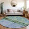 Homeroots 8' Blue And Lime Green Round Abstract Washable Indoor Outdoor Area Rug 618603 - alternate 3