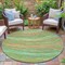 Homeroots 8' Green Peach And Gold Round Abstract Washable Indoor Outdoor Area Rug 631241 - alternate 6